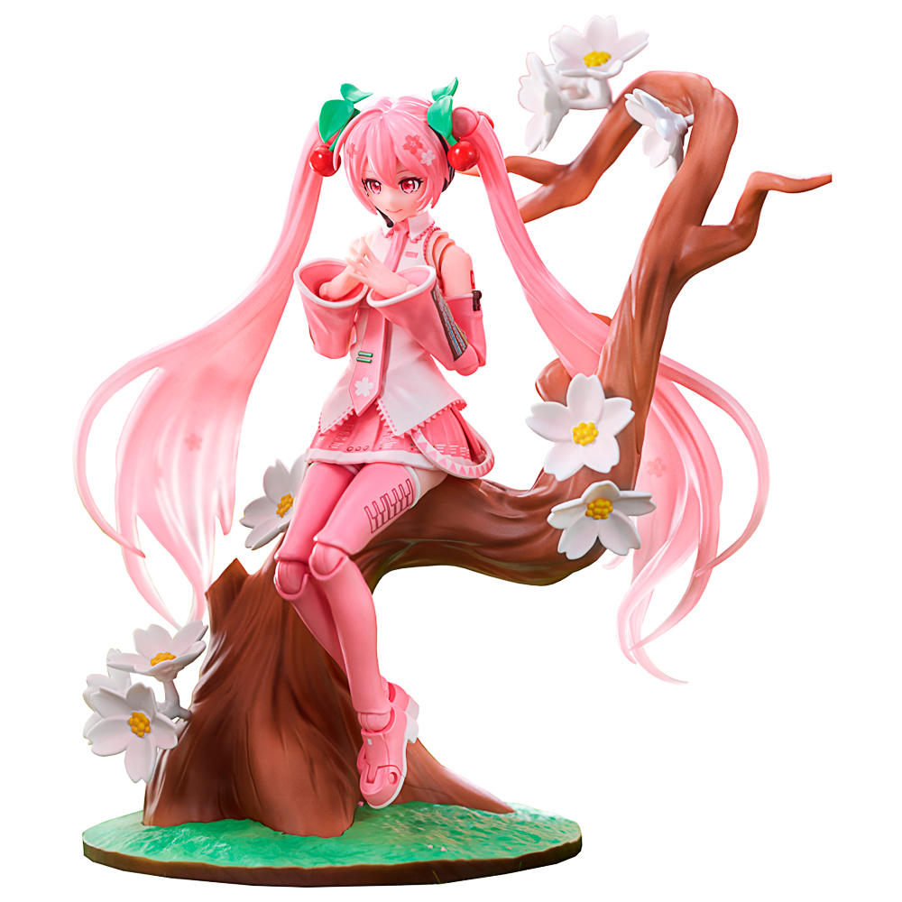 Anime-Figur, Sammelfigur, rosa Haare, Kirschblüten, Kunststoff