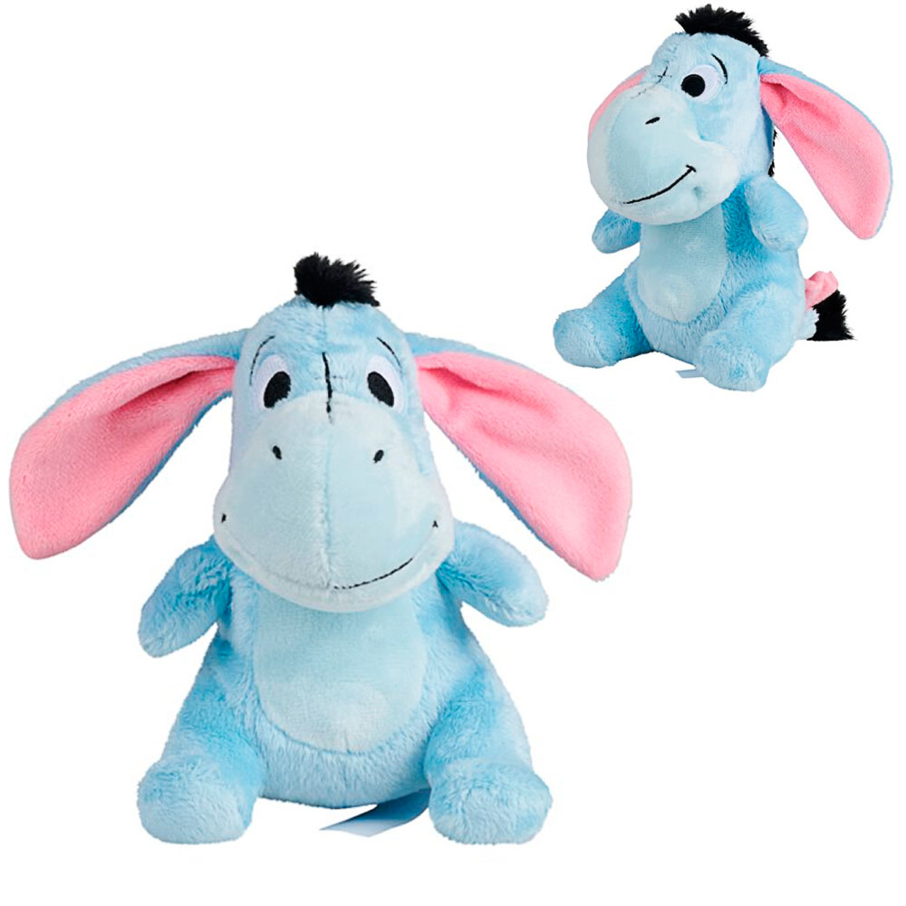 Esel-Plüschtier, Plüschfigur, blau, rosa Ohren, Kuscheltier