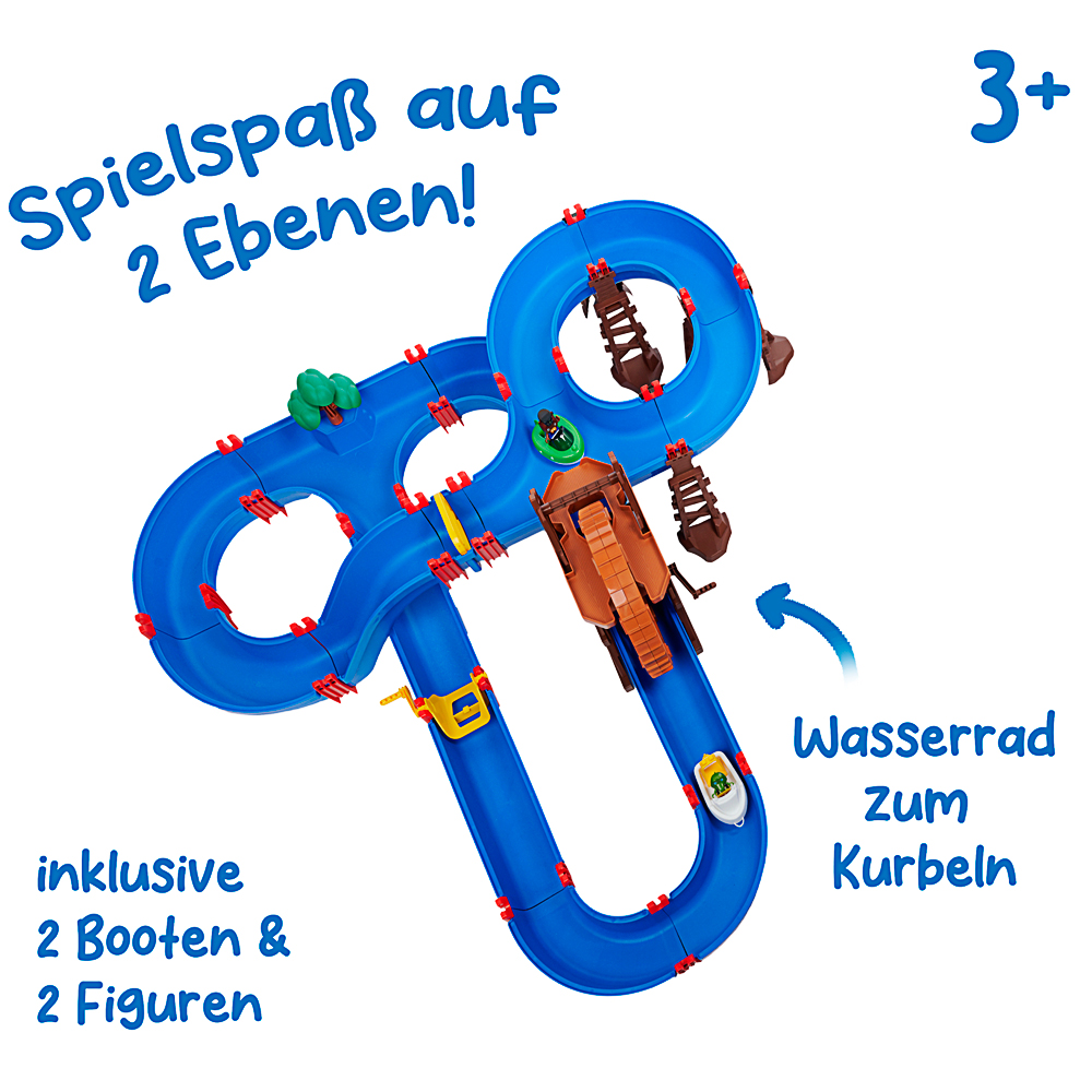 Rennbahn, Kinder Spielset, Wasserrutsche, Kurbelbahn, Figuren