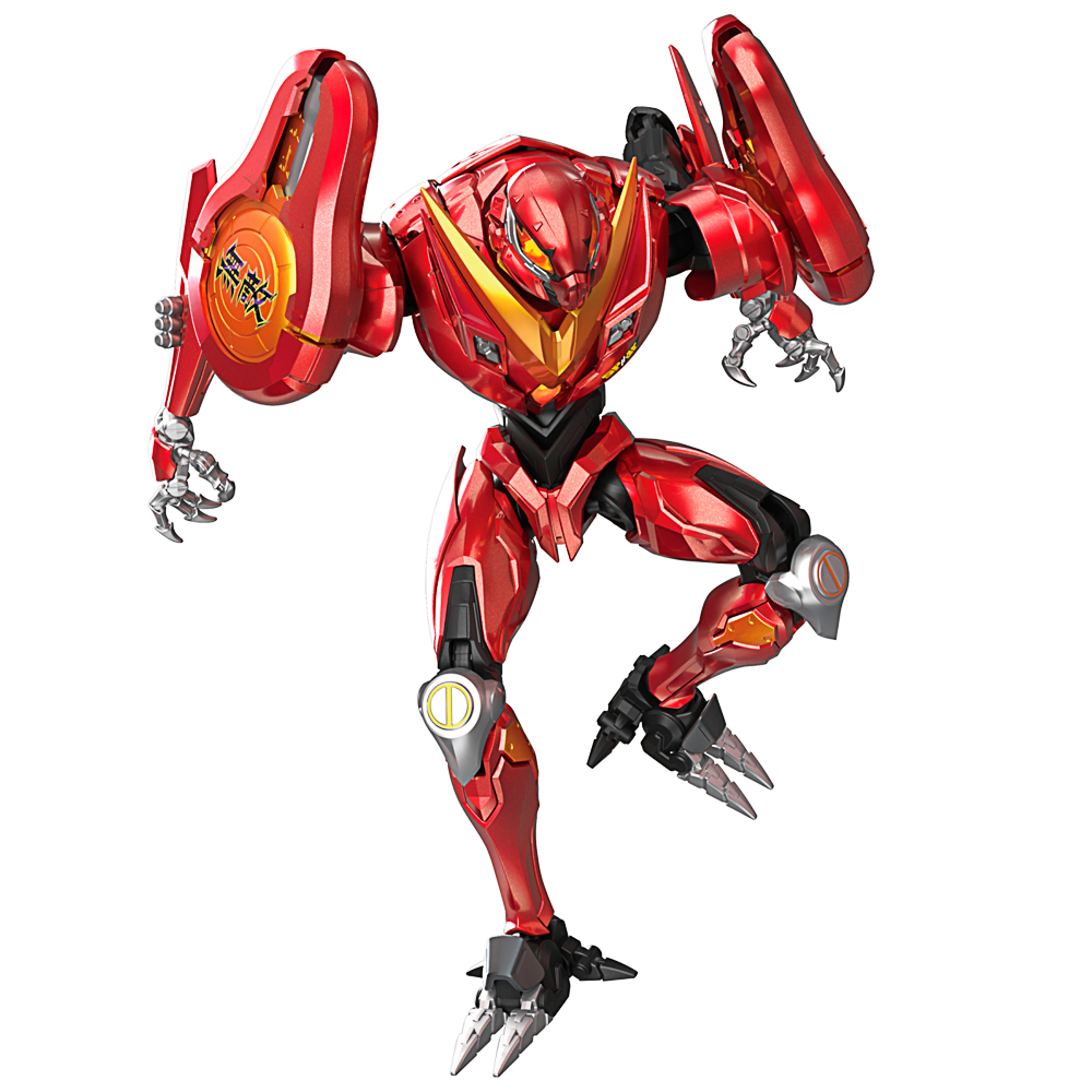 Roboterfigur, Actionfigur, rot, bewegliche Gelenke, Greifklauen