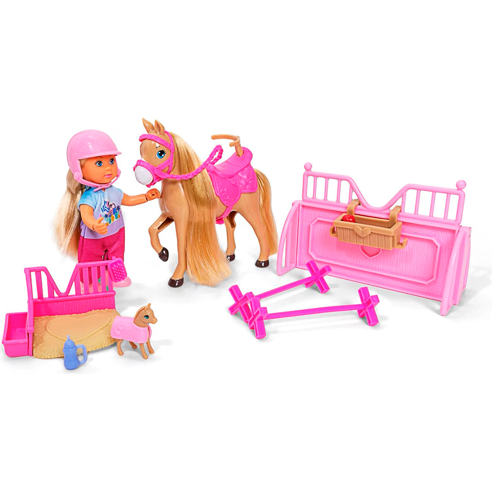 Puppenstall, Puppenreiter, Halter, Sattel, Pink