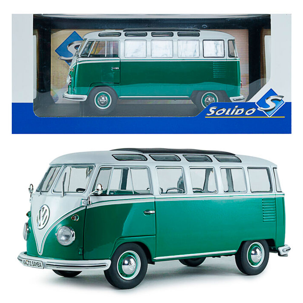 Solido, VW T1 samba grün/weiß 1962,  1:18