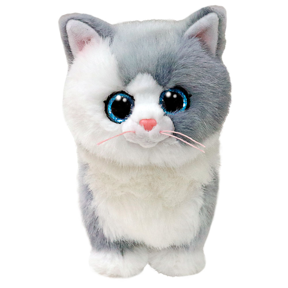 Plüschtier, Katze, grau weiß, glitzernde Augen, klein