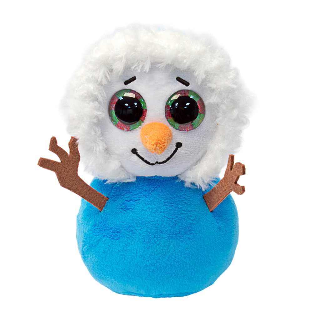 Plush, Schneemann, blauer Körper, orangen Nase, große Augen