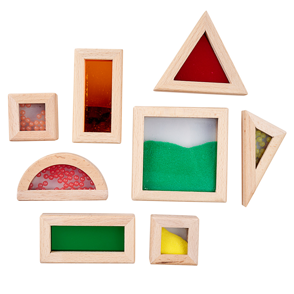 Holzrahmen, Geometrische Formen, Sandfarben, Puzzlematerial, Sandfarbenes Spielzeug