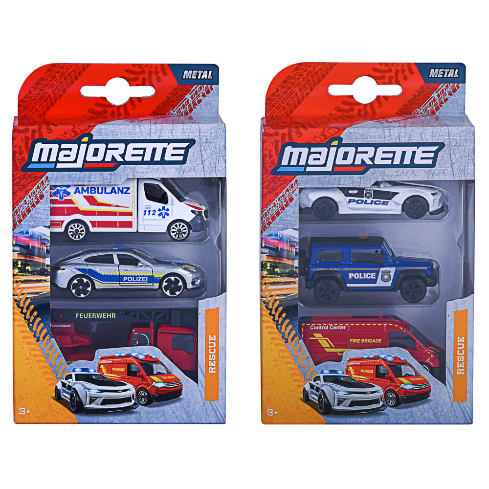 Majorette , Rescue 3 Autos - Set,  2fach sortiert