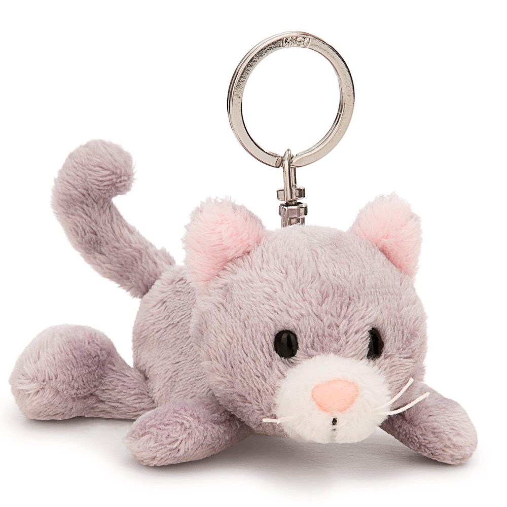 Nici, Schlüsselanhänger liegende Katze, grau, ca 10 cm