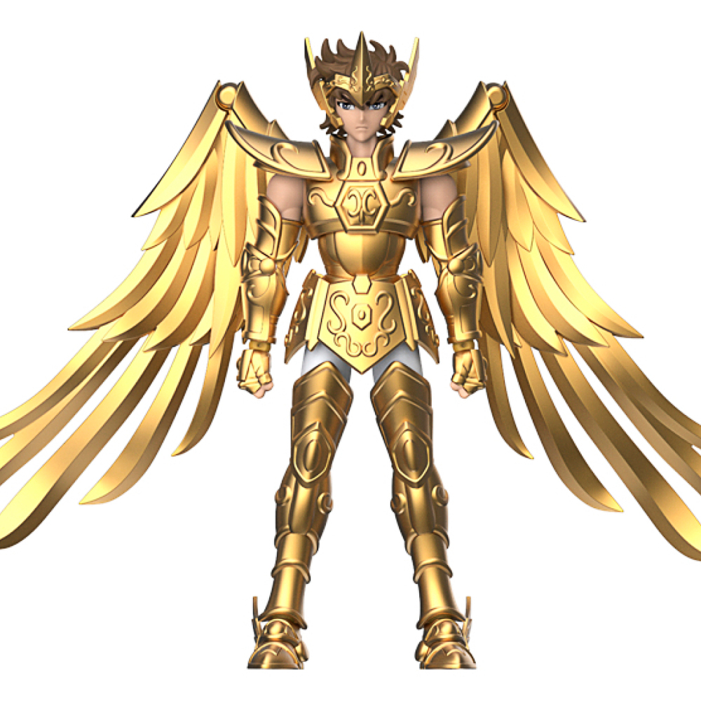 Actionfigur, goldene Rüstung, Flügel, Kriegerfigur, Fantasyfigur