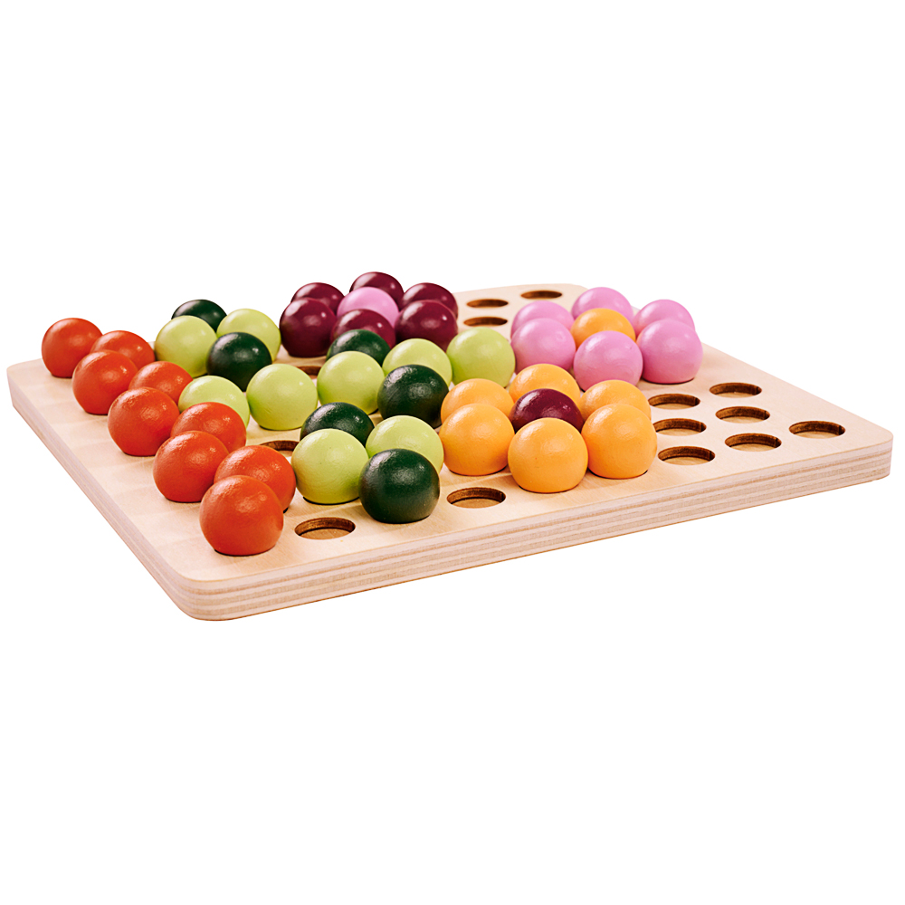 Holzpuzzle, Kugelspiel, Holzbrett, Bunte Kugeln, Pädagogisches Spiel