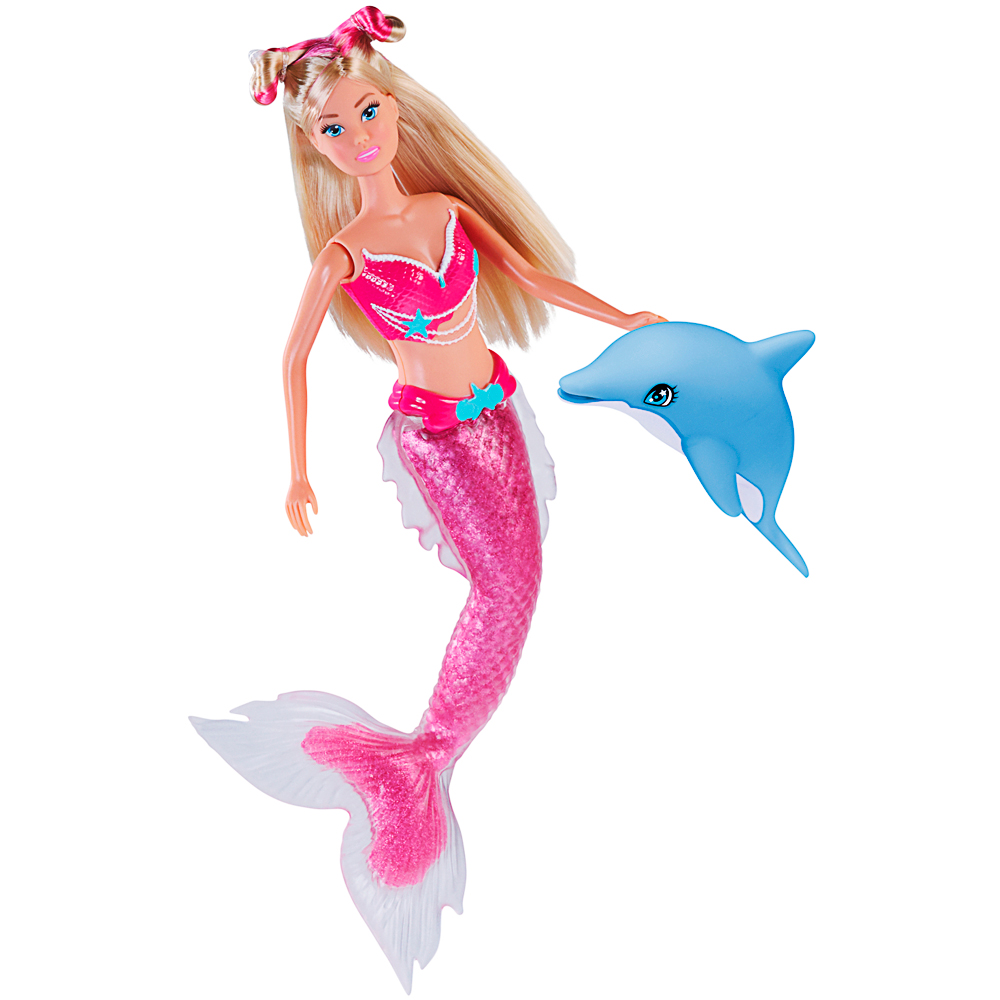 Meerjungfrau-Puppe, rosa Schwanz, Delfin-Spielzeug, langer Haar Puppe, Meeresthema Spielzeug