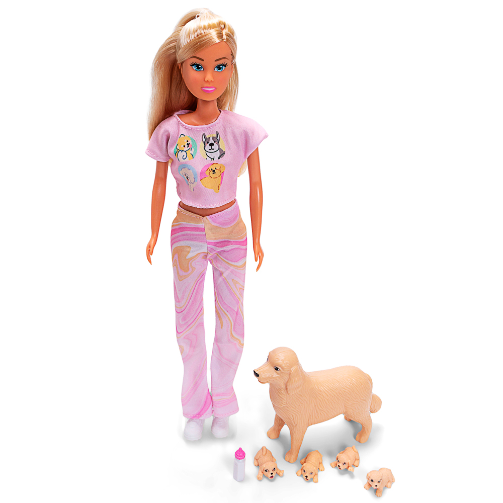 Puppenfigur, Barbie-artigePuppe, Haustierset, HaarfarbeBlond, KleidungSet