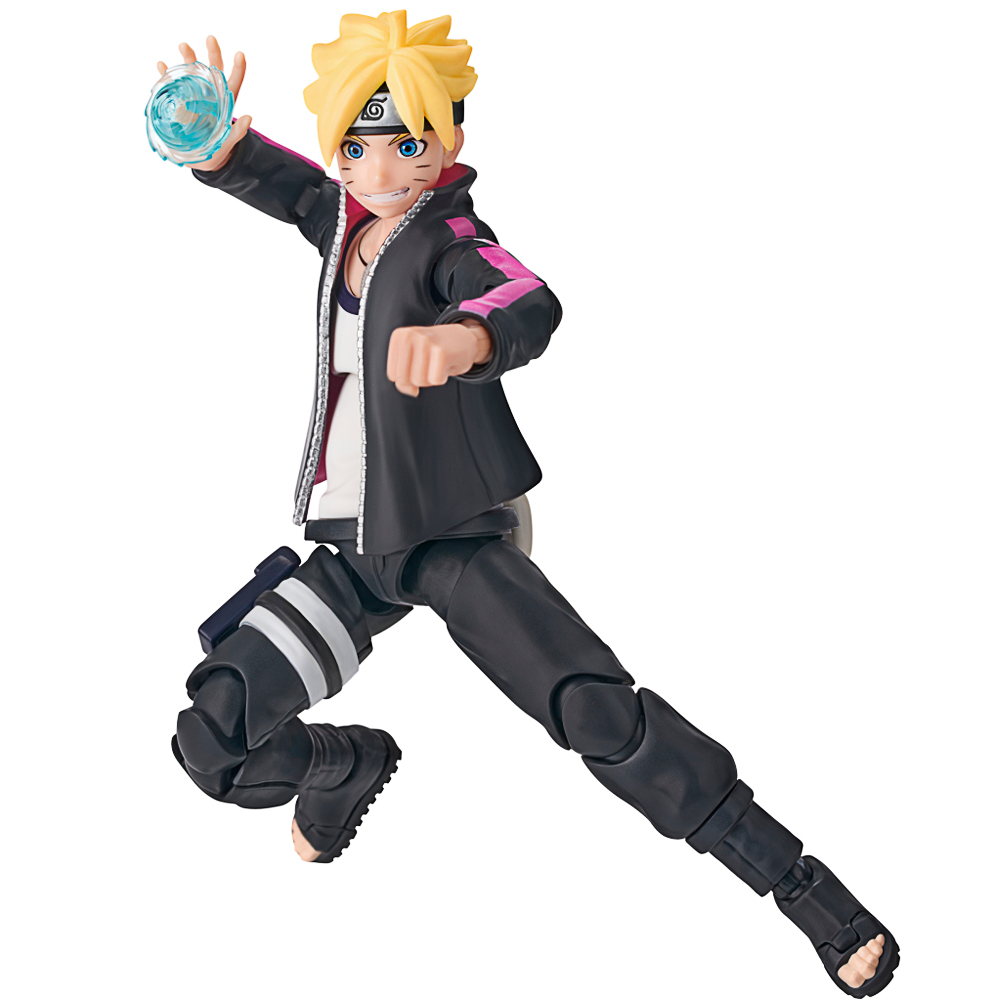 Actionfigur, Animefigur, bewegliche Gelenke, blonde Haare, schwarze Kleidung