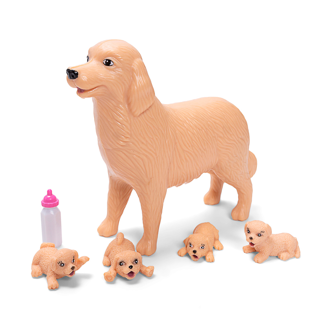 Hundemalspielzeug, Docke Hundefamilie, Schnullerflasche, Babyhunde, Gummihund