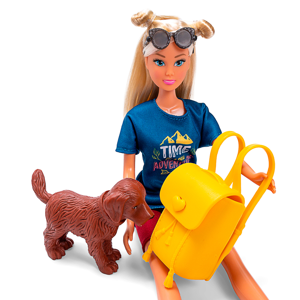 Puppe, Rucksack, Hund, Sonnenbrille, T-Shirt