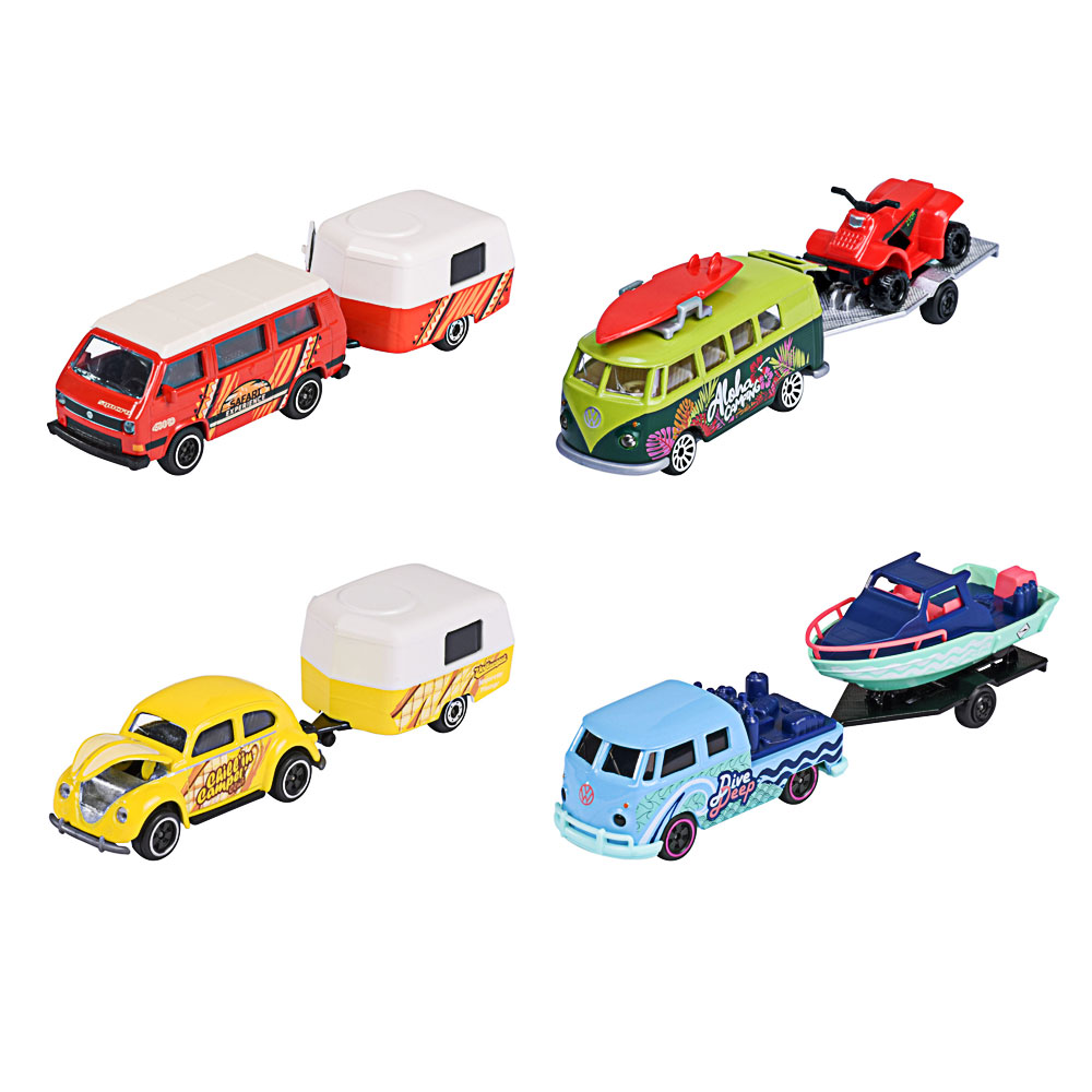 Majorette , Volkswagen Trailer,  Bus T3 mit Eriba Puck Wohnwagen