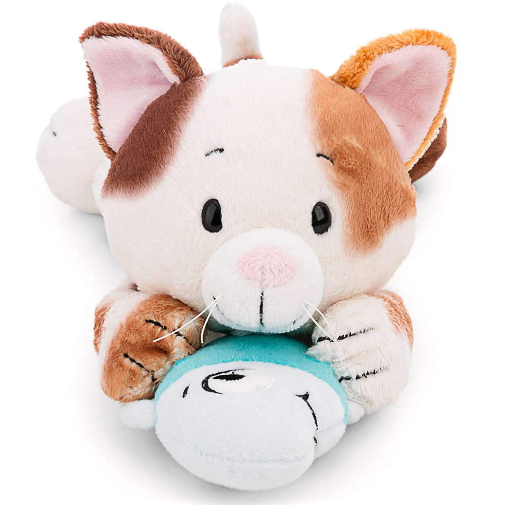 Nici, Kuscheltier liegende Glückskatze & Fisch, ca 30 cm