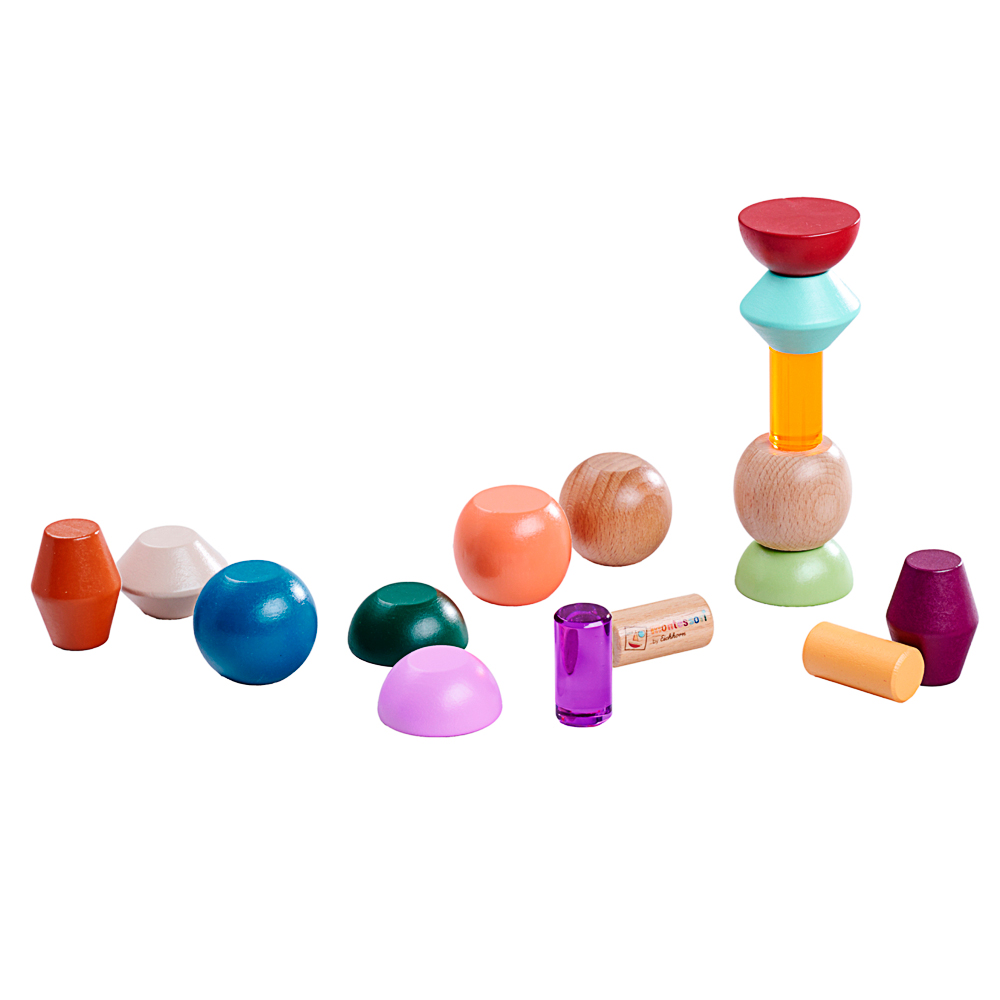 holzspielzeug, holzbausteine, kugel, formenset, farbige bausteine