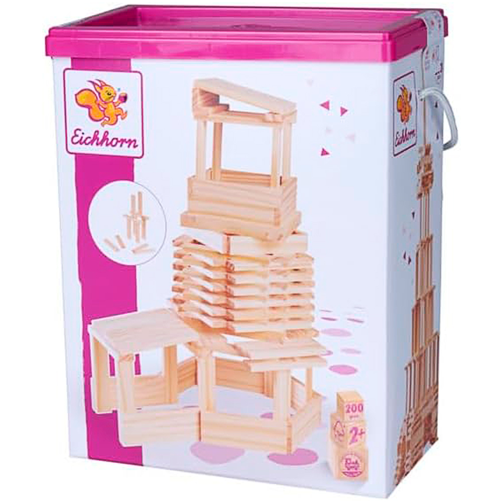 Eichhorn, Holzbaukasten - 200-teiliges Set mit Holzbausteinen und Vorlagen