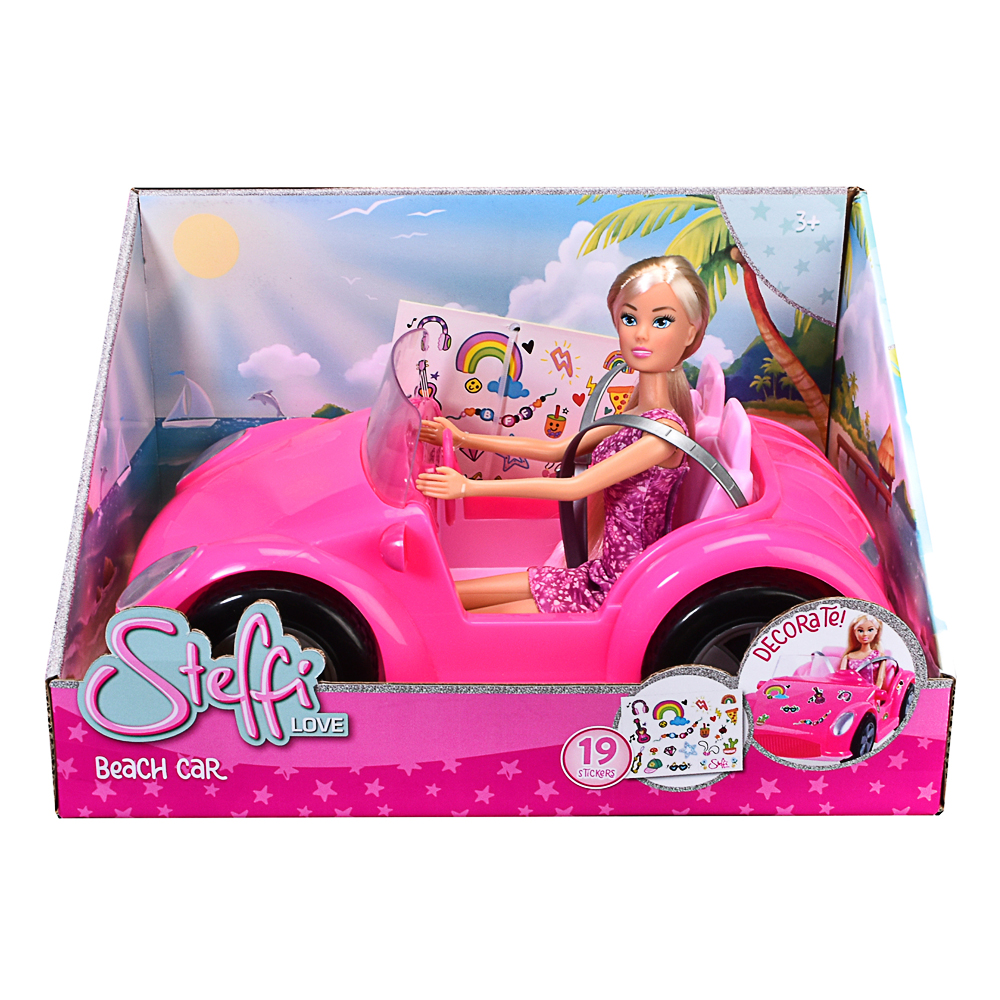 pink car, Strandauto, Puppe, Barbie-ähnlich, StickerSet