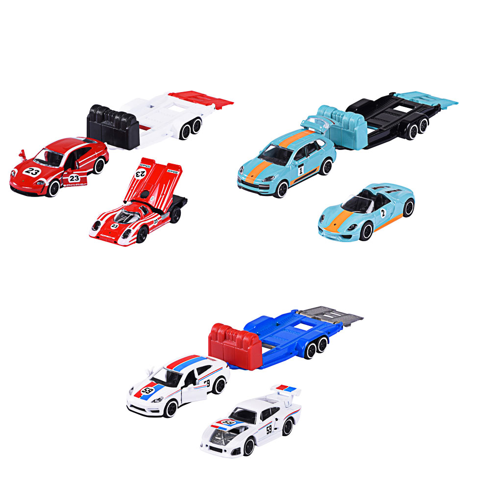 Majorette, Porsche Deluxe Trailer,  3fach sortiert
