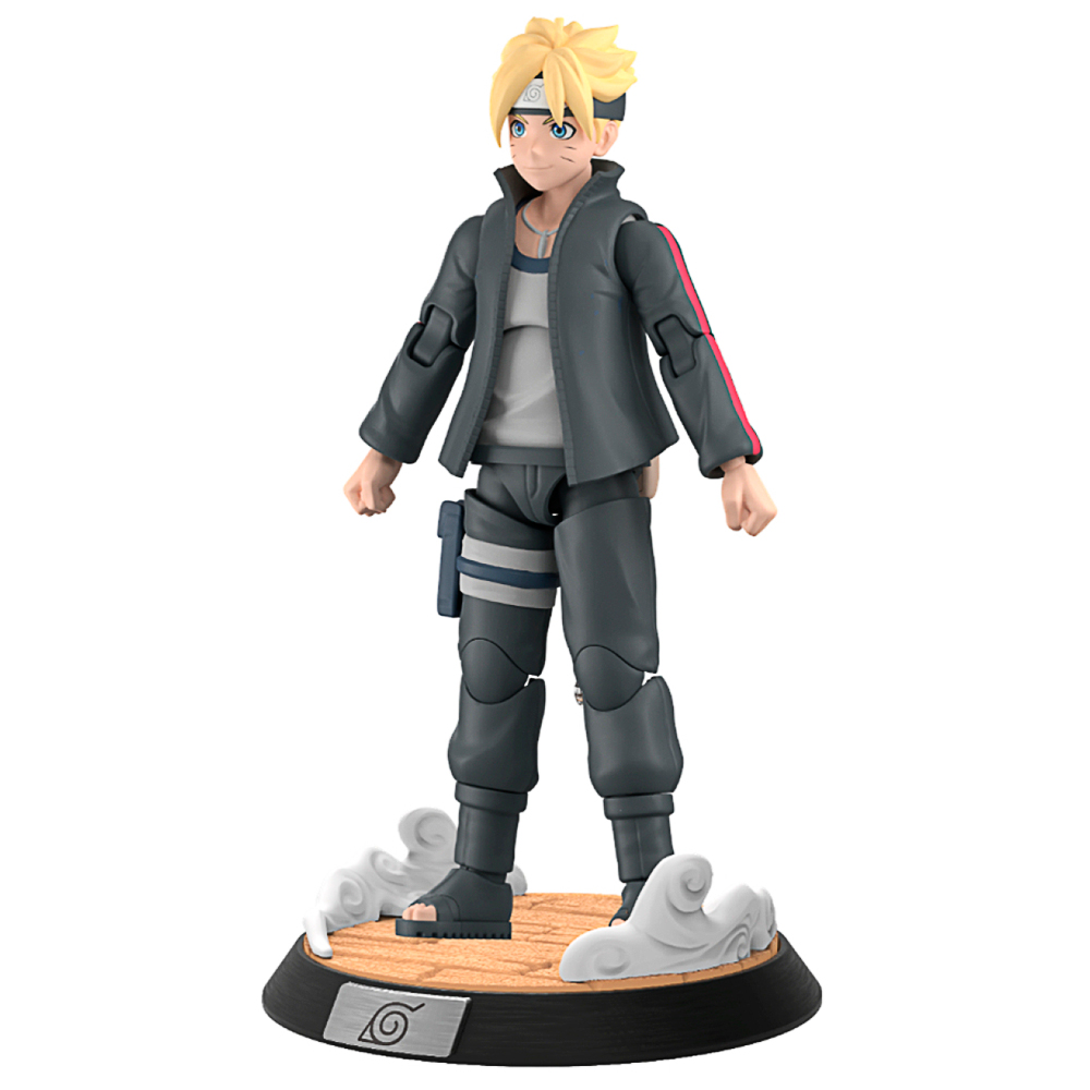 Anime-Figur, Naruto-Figur, bewegliche Figur, blondes Haar, schwarze Kleidung