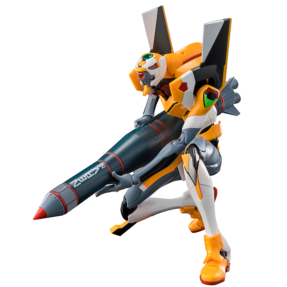 Roboterfigur, Kunststoff, orange-weiß, Gelenkfigur, Raketenwerfer