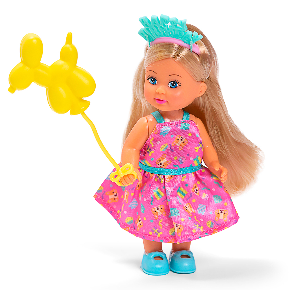 Puppe, Kleid, Blond, Ballon-Stab, Sandalen