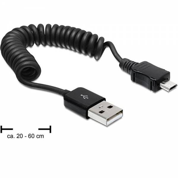 DeLOCK Kabel USB 2.0-A Stecker an USB micro-B Stecker Spiralkabel