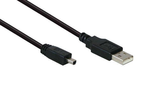 Anschlusskabel USB 2.0 Stecker A an Stecker Mini B 4-pin, schwarz, 1,8m,